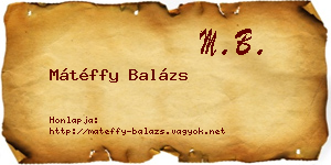 Mátéffy Balázs névjegykártya